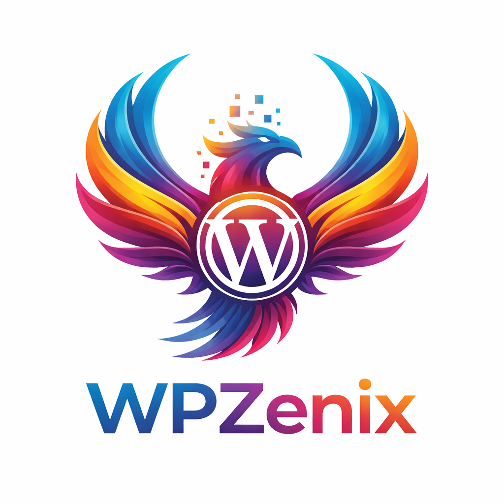 Vibrant WPZenix logo with phoenix and WordPress (1)